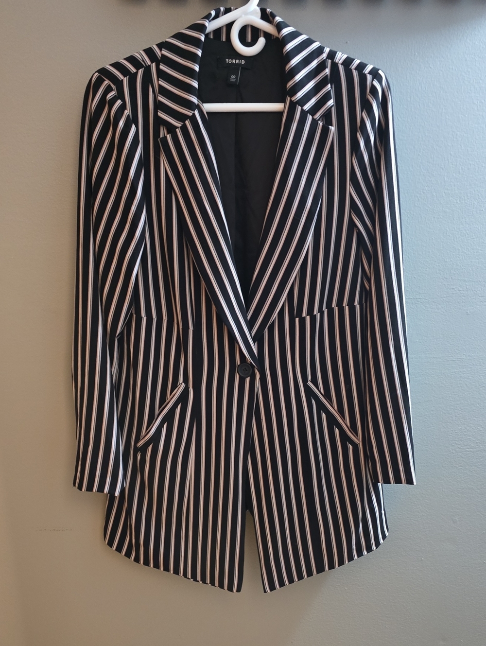 torrid Black and White Vertical Stripe Blazer